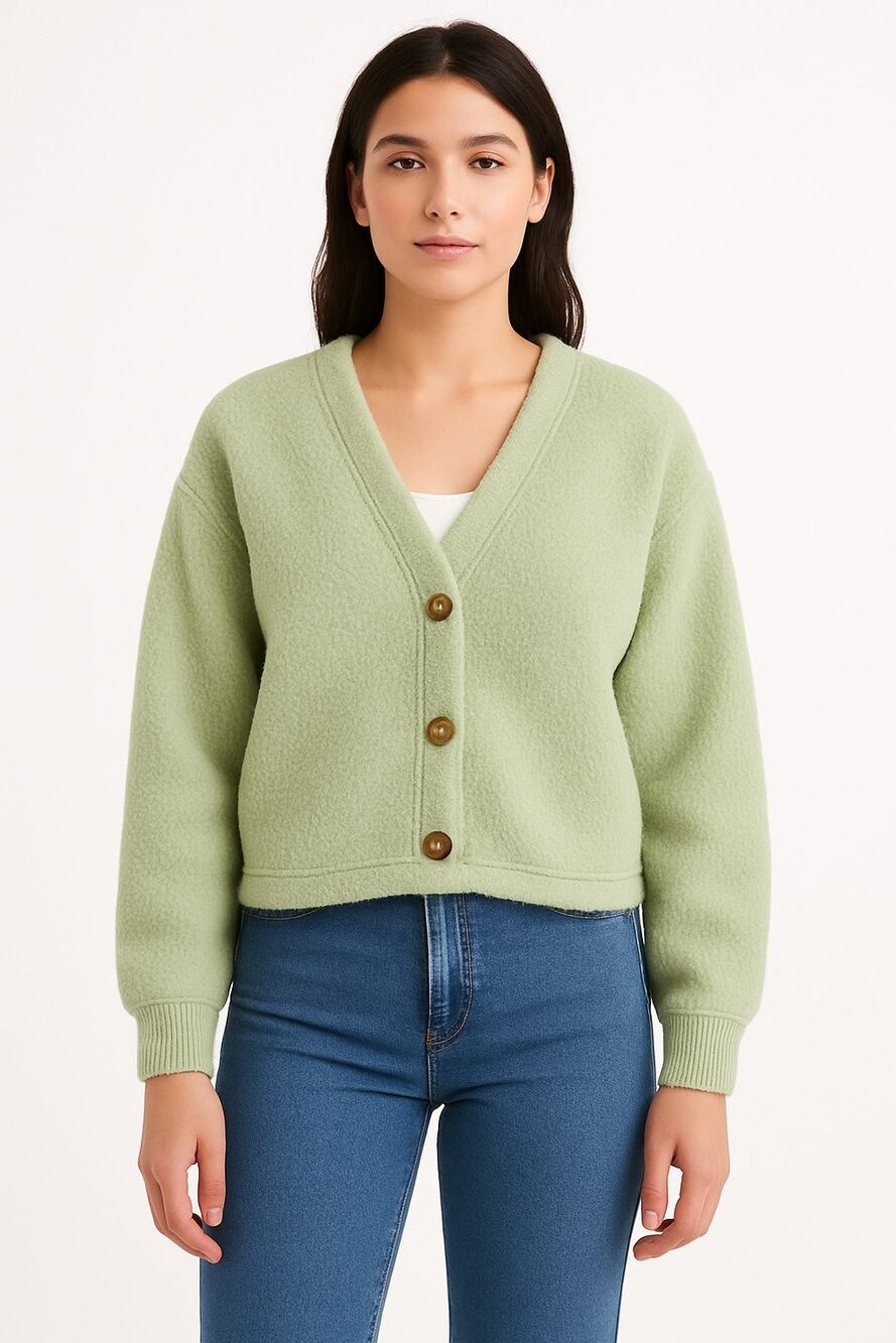 Madewell Sage Green Fleece Button Cardigan Jacket Sherpa Cozy Minimalist Large